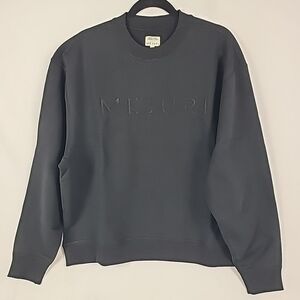 NEW Mejuri Embroidered Logo Crewneck Sweatshirt French Terry Cloth Black Size L